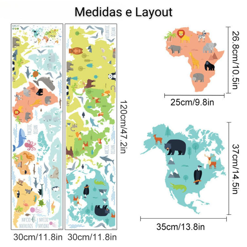 Adesivo de Parede Infantil Mundo Encantando dos Animais