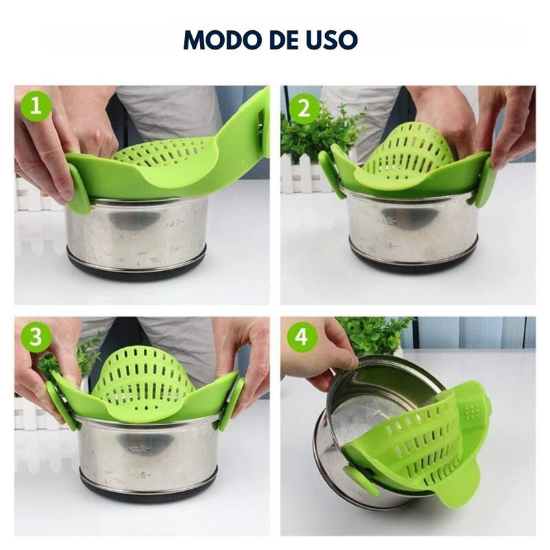 Escorredor de Panela Universal Ajustável em Silicone para Panelas, Frutas e Legumes