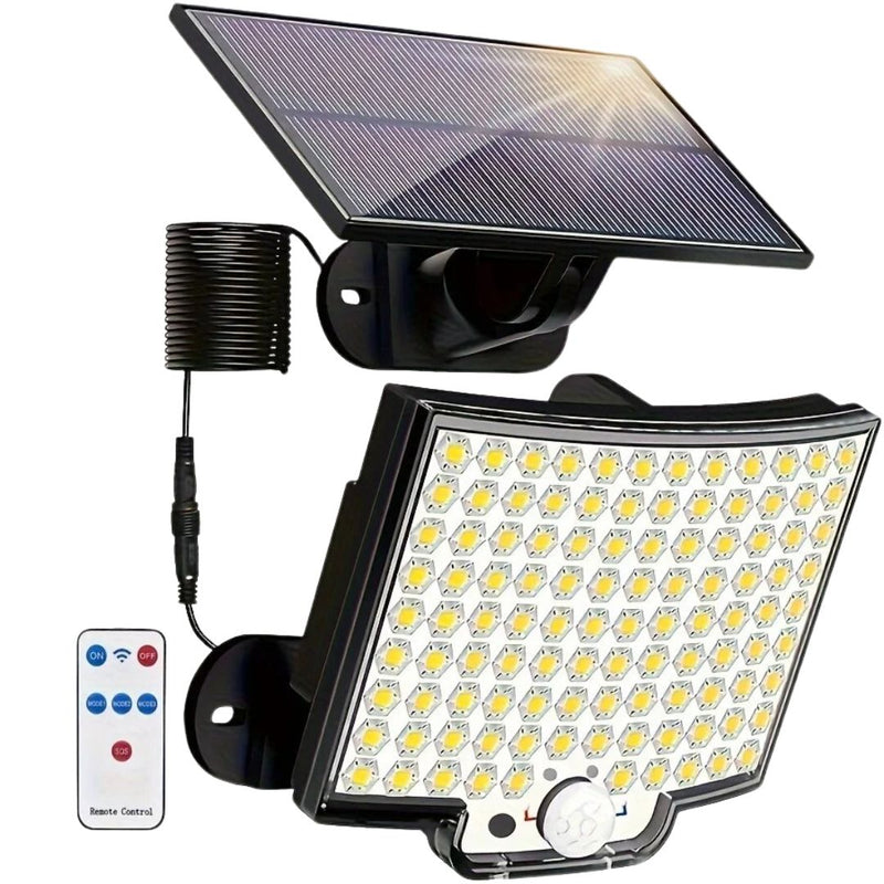 Luz Solar 106LED Impermeável para Iluminação Externa – Sensor de Movimento e Controle Remoto