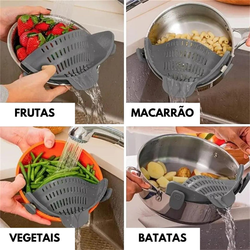 Escorredor de Panela Universal Ajustável em Silicone para Panelas, Frutas e Legumes