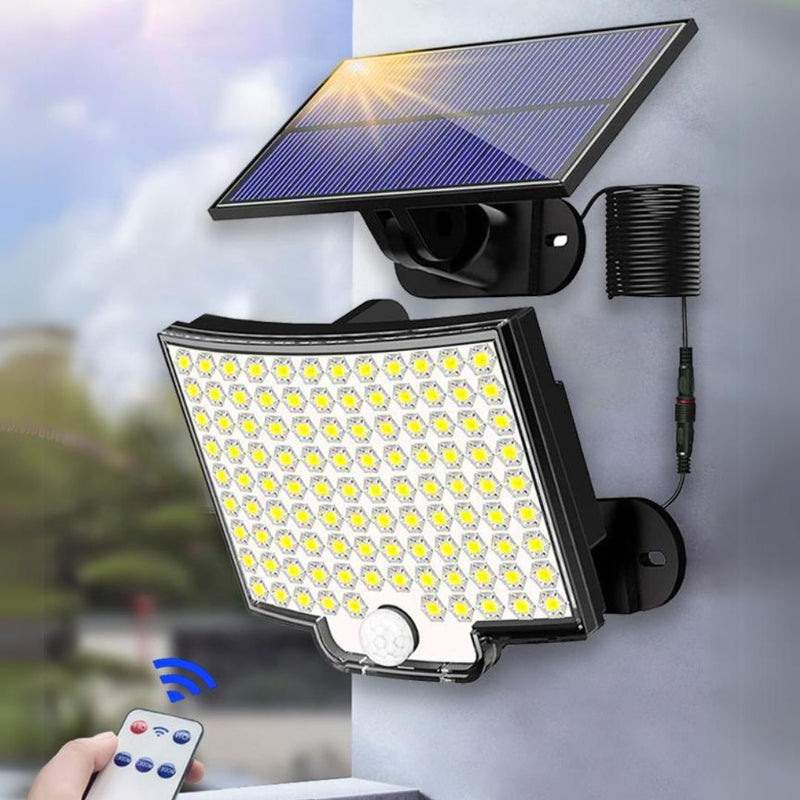 Luz Solar 106LED Impermeável para Iluminação Externa – Sensor de Movimento e Controle Remoto