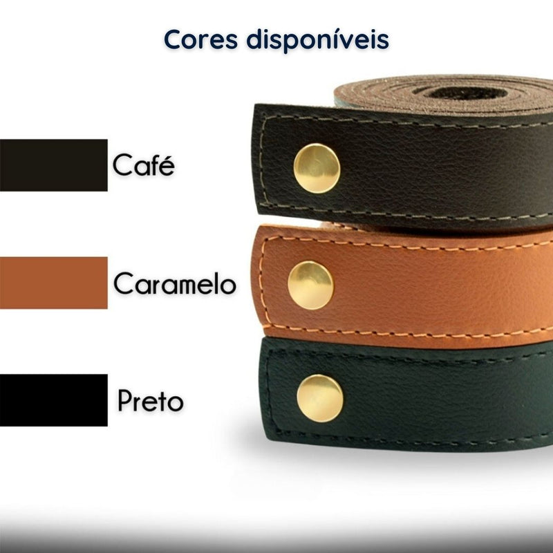 Espelho Redondo Decorativo Com Costura Para Parede Com Alça - 30 cm de diâmetro