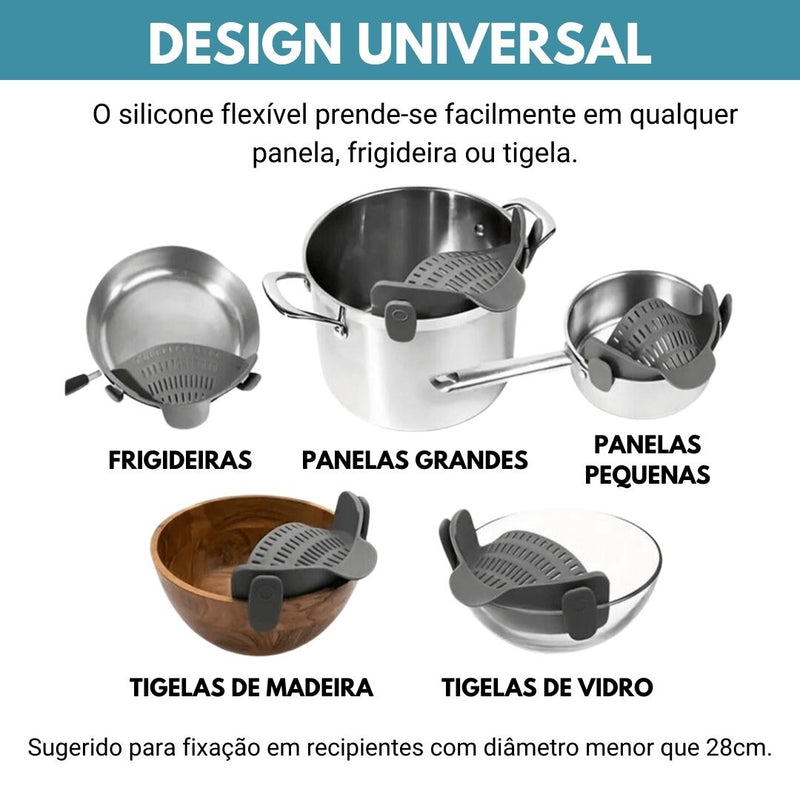 Escorredor de Panela Universal Ajustável em Silicone para Panelas, Frutas e Legumes