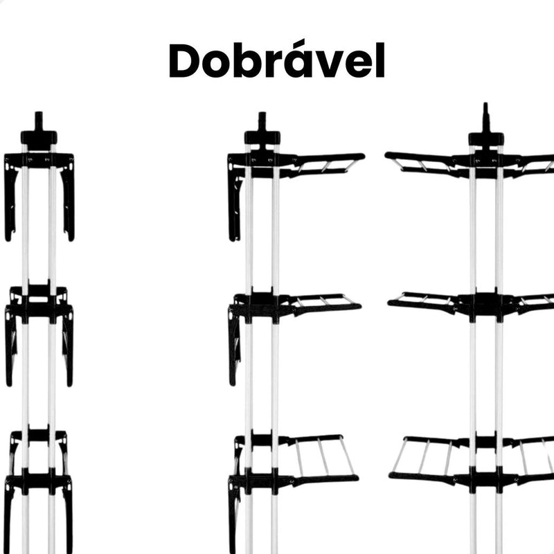 Varal De Chão Com 3 Andares Dobrável Portátil