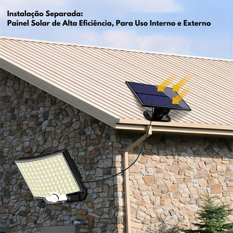 Luz Solar 106LED Impermeável para Iluminação Externa – Sensor de Movimento e Controle Remoto