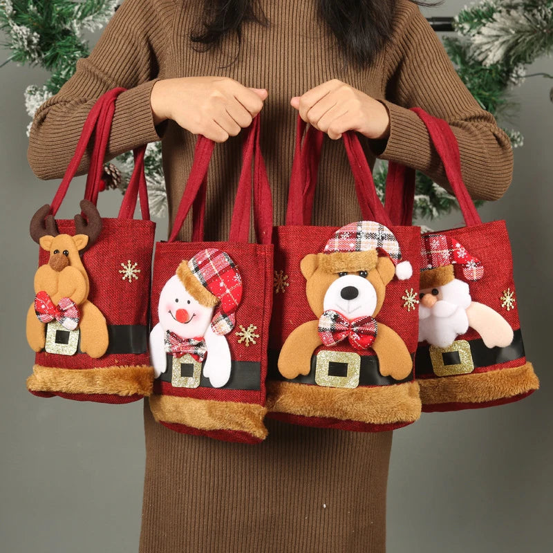 Bolsa de Presente de Natal em Tecido de Linho