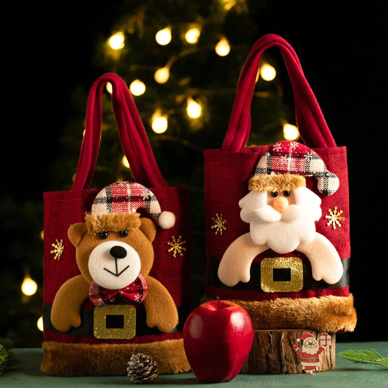 Bolsa de Presente de Natal em Tecido de Linho