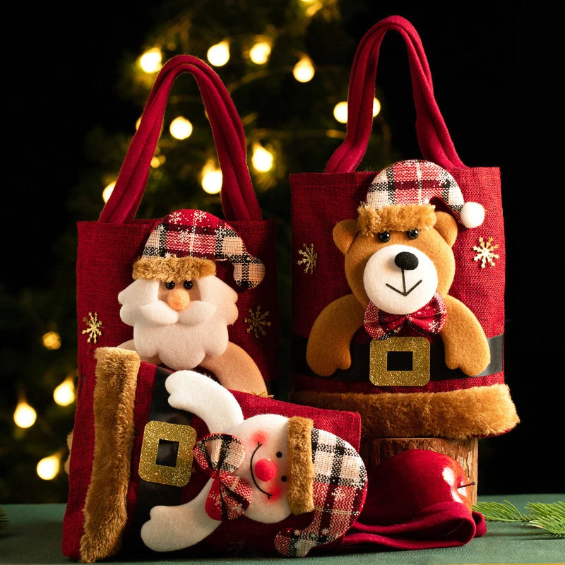 Bolsa de Presente de Natal em Tecido de Linho