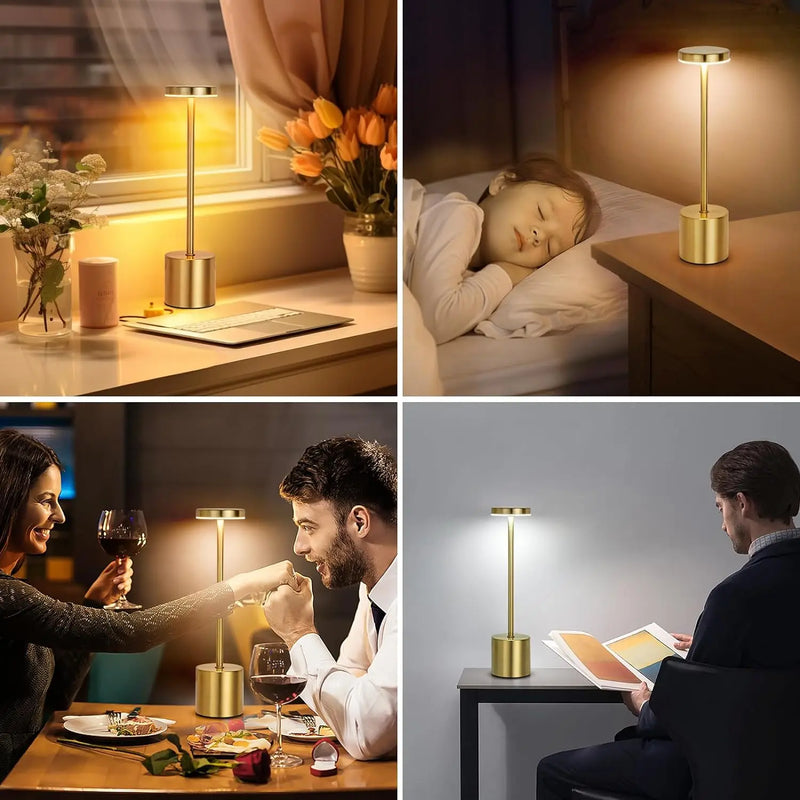 Luminária de Mesa LED Recarregável com Controle Touch – Três Cores e Luz Ambiente Criativa