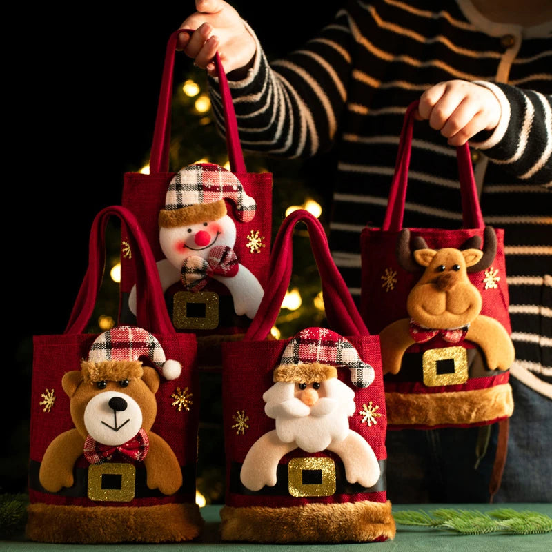 Bolsa de Presente de Natal em Tecido de Linho