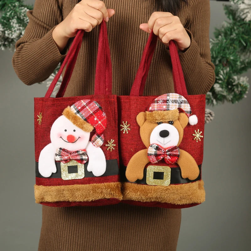 Bolsa de Presente de Natal em Tecido de Linho